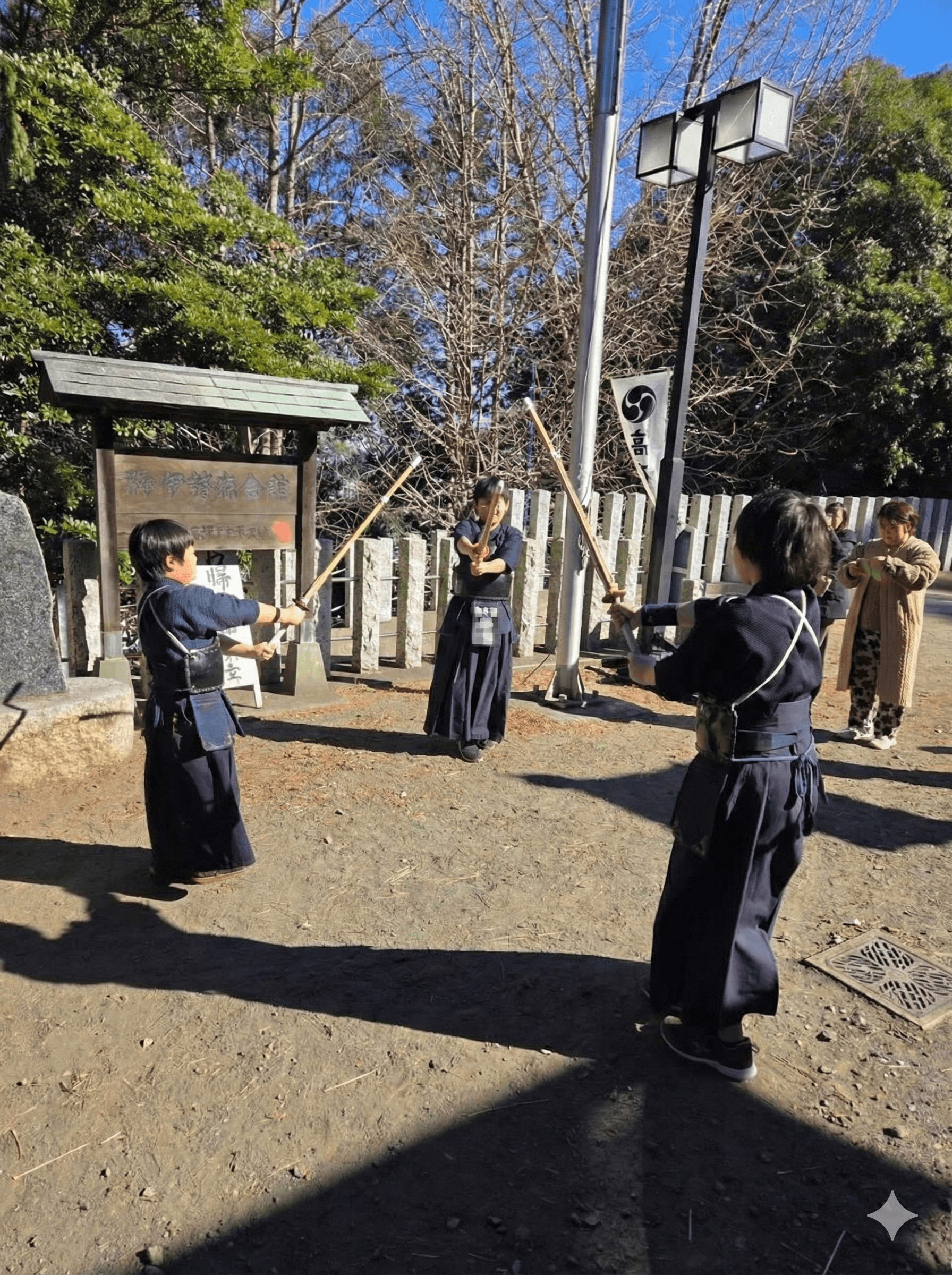 屋外での稽古風景